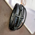 Leather Cross Bracelet