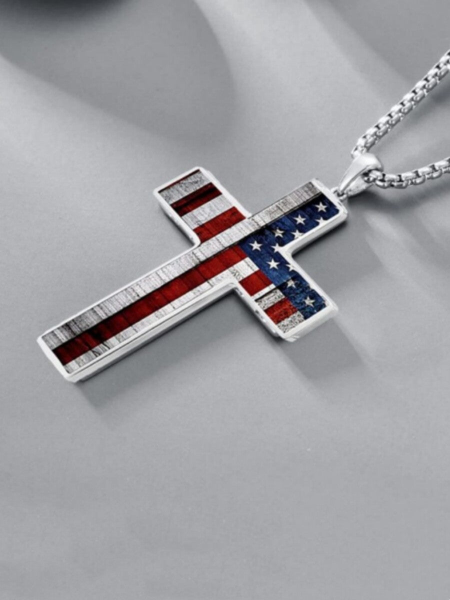 American Flag Cross Necklace