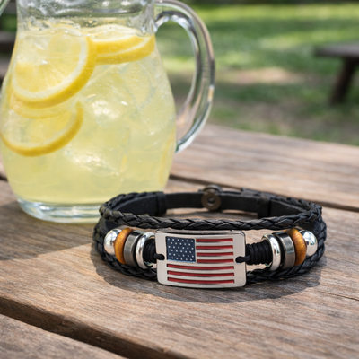 Patriotic Leather Flag Bracelet