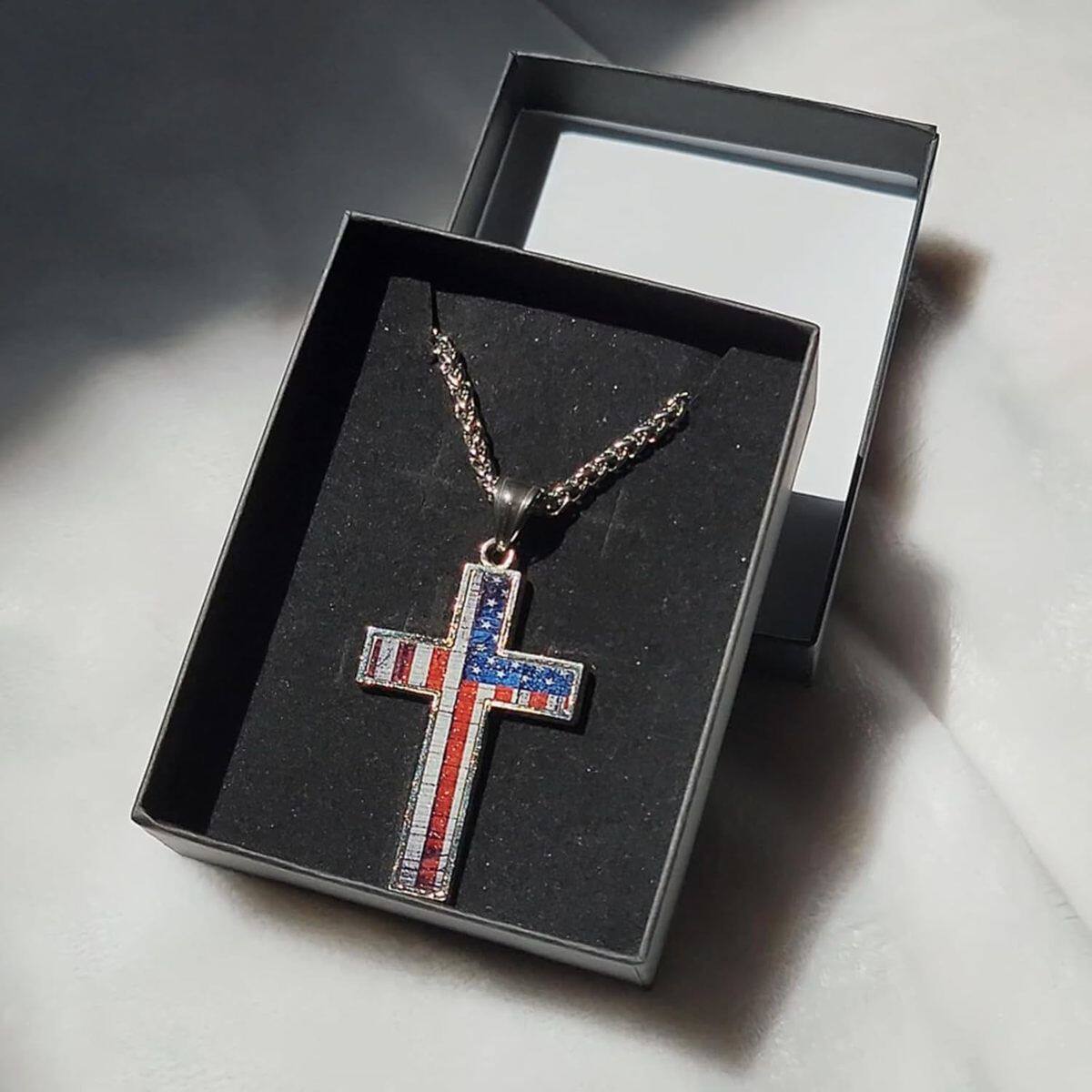 American Flag Cross Necklace